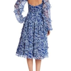 Badgley Mischka Floral Deep-V Party Dress -Badgley Mischka shop SC3922 BLBE 3 11319.1674597385