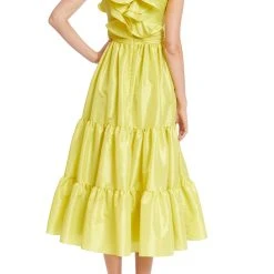 Badgley Mischka Ruffled Shoulder Dress With Tiered Skirt -Badgley Mischka shop SC3933 CITN 3 06703.1675971040