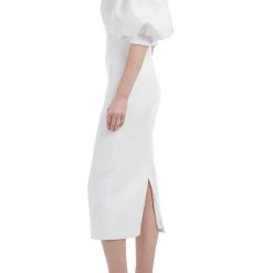 Badgley Mischka Pleated Bust Dress With Off Shoulder Sleeves -Badgley Mischka shop SC9067 IVIV 2 68009.1663700364