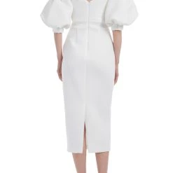 Badgley Mischka Pleated Bust Dress With Off Shoulder Sleeves -Badgley Mischka shop SC9067 IVIV 3 86345.1663700364