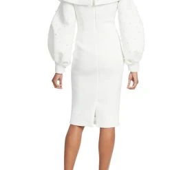 Badgley Mischka Pearl Embellished Dress With Balloon Sleeves 7 Badgley Mischka Pearl Embellished Dress With Balloon Sleeves -Badgley Mischka shop SC9069 IVIV 3 31217.1663700358