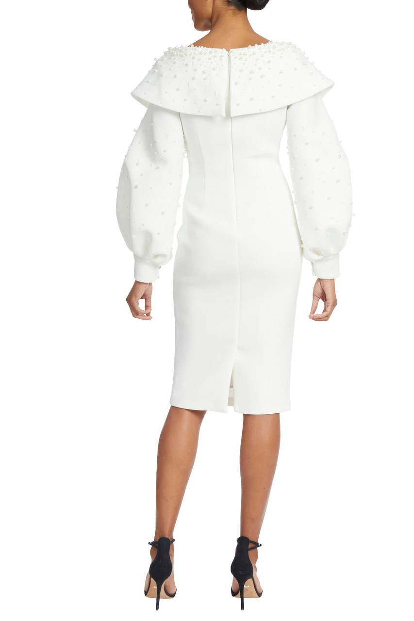 Badgley Mischka Pearl Embellished Dress With Balloon Sleeves 5 Badgley Mischka Pearl Embellished Dress With Balloon Sleeves - Image 3