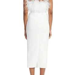 Badgley Mischka Feather Belted Midi Dress -Badgley Mischka shop SC9076 IVOR 3 29294.1663700372