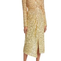 Badgley Mischka Draped Sequin Cocktail Dress