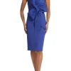 Badgley Mischka Scuba Asymmetrical Bow Dress