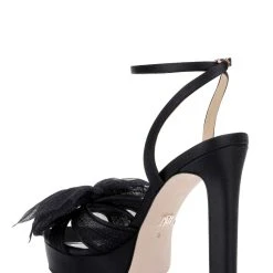 Badgley Mischka Sophie Platform Sandal With Tulle Flower -Badgley Mischka shop SOPHIE MP6622 BLKSAT 3 80595.1661977486