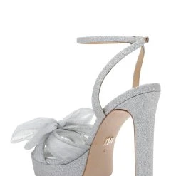 Badgley Mischka Sophie Platform Sandal With Tulle Flower -Badgley Mischka shop SOPHIE MP6622 SILSIL 3 22412.1661977486