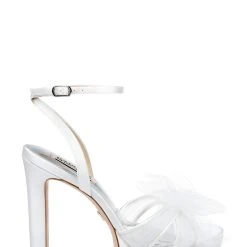 Badgley Mischka Sophie Platform Sandal With Tulle Flower -Badgley Mischka shop SOPHIE MP6622 WHTSAT 2 79824.1661977486