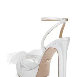 Badgley Mischka Sophie Platform Sandal With Tulle Flower -Badgley Mischka shop SOPHIE MP6622 WHTSAT 3 65902.1661977486
