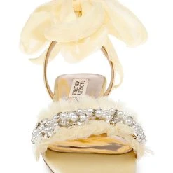 Badgley Mischka Talia Flat Sandal With Chiffon -Badgley Mischka shop TALIA MP6302 SFYLLW 4 74584.1644967927