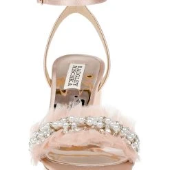 Badgley Mischka Talitha Low Block Heel With Chiffon -Badgley Mischka shop TALITHA MP6303 SFTBLS 4 54509.1644967935