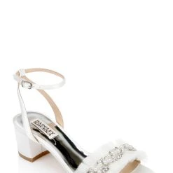 Badgley Mischka Talitha Low Block Heel With Chiffon -Badgley Mischka shop TALITHA MP6303 WHTSAT 1 12936.1664222343