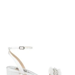 Badgley Mischka Talitha Low Block Heel With Chiffon -Badgley Mischka shop TALITHA MP6303 WHTSAT 2 54852.1644967935