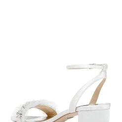 Badgley Mischka Talitha Low Block Heel With Chiffon -Badgley Mischka shop TALITHA MP6303 WHTSAT 3 18605.1644967935