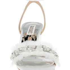 Badgley Mischka Talitha Low Block Heel With Chiffon -Badgley Mischka shop TALITHA MP6303 WHTSAT 4 70316.1644967935