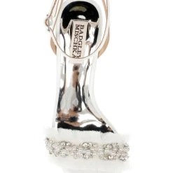 Badgley Mischka Talitha Low Block Heel With Chiffon -Badgley Mischka shop TALITHA MP6303 WHTSAT 5 59217.1644967935