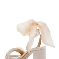 Badgley Mischka Tana Block Heel Sandal With Chiffon -Badgley Mischka shop TANA MP6304 SFTNUD 3 87965.1644967943