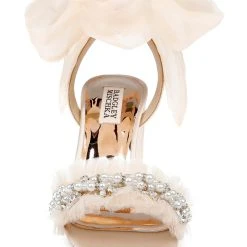 Badgley Mischka Tana Block Heel Sandal With Chiffon -Badgley Mischka shop TANA MP6304 SFTNUD 4 43517.1644967943