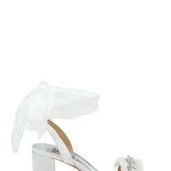 Badgley Mischka Tana Block Heel Sandal With Chiffon -Badgley Mischka shop TANA MP6304 WHTSAT 2 01424.1644967943