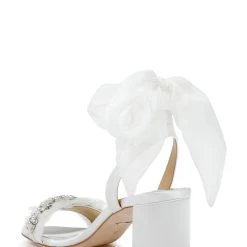 Badgley Mischka Tana Block Heel Sandal With Chiffon -Badgley Mischka shop TANA MP6304 WHTSAT 3 83017.1644967943