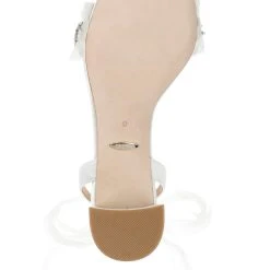 Badgley Mischka Tana Block Heel Sandal With Chiffon -Badgley Mischka shop TANA MP6304 WHTSAT 6 44504.1644967943