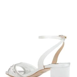 Badgley Mischka Taylin Low Heel Glamour Sandal -Badgley Mischka shop TAYLIN MP6316 WHTSAT 3 64610.1644968014