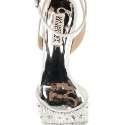 Badgley Mischka Taylin Low Heel Glamour Sandal -Badgley Mischka shop TAYLIN MP6316 WHTSAT 5 74948.1644968014