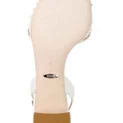 Badgley Mischka Taylin Low Heel Glamour Sandal -Badgley Mischka shop TAYLIN MP6316 WHTSAT 6 48789.1644968014