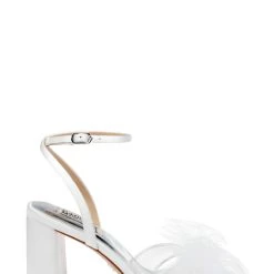 Badgley Mischka Tess Block Heel With Poof -Badgley Mischka shop TESS MP6333 WHTSAT 2 25298.1668123951