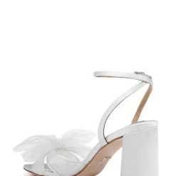 Badgley Mischka Tess Block Heel With Poof -Badgley Mischka shop TESS MP6333 WHTSAT 3 16929.1668123951