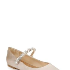 Badgley Mischka Tevin Satin Mary Jane Flat -Badgley Mischka shop TEVIN MP6335 PRLNUD 1 67020.1673487333
