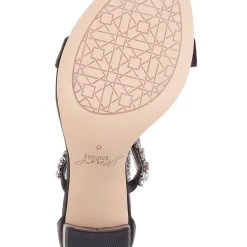 Jewel Badgley Mischka Thamar Crystal Strappy Block Heel -Badgley Mischka shop THAMAR JW 2317 BLKSAT 6 BOTTOM VIEW 60951 83160.1609890022