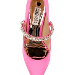 Badgley Mischka Theory Satin Mary Jane Stiletto -Badgley Mischka shop THEORY MP6336 HOTPNK 5 32573.1644968126
