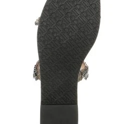 Badgley Mischka Thina Jeweled Flat Slide -Badgley Mischka shop THINA MP6338 BLKTXL 6 10090.1644968135