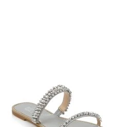 Badgley Mischka Thina Jeweled Flat Slide -Badgley Mischka shop THINA MP6338 SILTXL 1 94868.1644968135