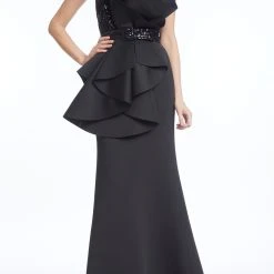 Badgley Mischka Black Sculptural Mermaid Gown