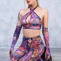 Badinka Woodstock Halter Criss Cross Mesh Top -Badgley Mischka shop il fullxfull.3927983776 76kc