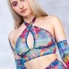 Badinka Amayah Halter Criss Cross Mesh Top